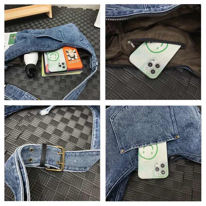 Big Denim Women's Bag New Jeans Shoulder Cross Bag Messenger Bag Y2K Cowboy Eco Bag Korean Shopping Satchels Soft Canvas Handbag