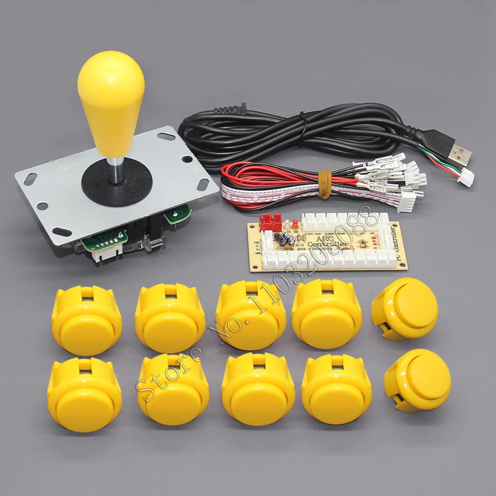 Kit DIY de consola Arcade de 1 jugador, Joystick ovalado de 8 vías, botón pulsador estilo SANWA para PC Raspberry Pi, co