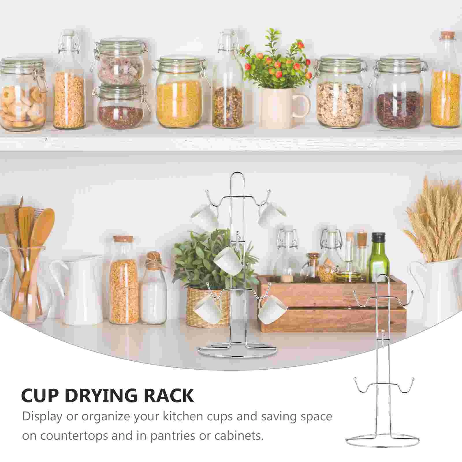 Coffee Cup Holder Espresso Mugs Hanger Hooks Rack Iron Organizer Drying Display