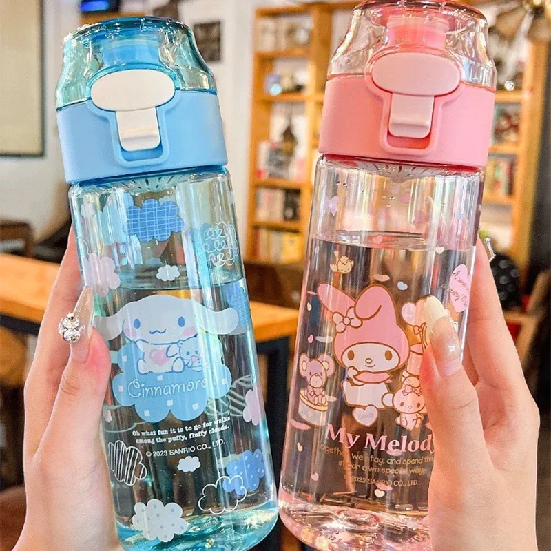 

550ml Kawaii Melodys Water Bottle Cinnamorolls Cartoon Anime Kuroms Glass Cup Sleeve Toys for Kids Bottle Gift Water Cup