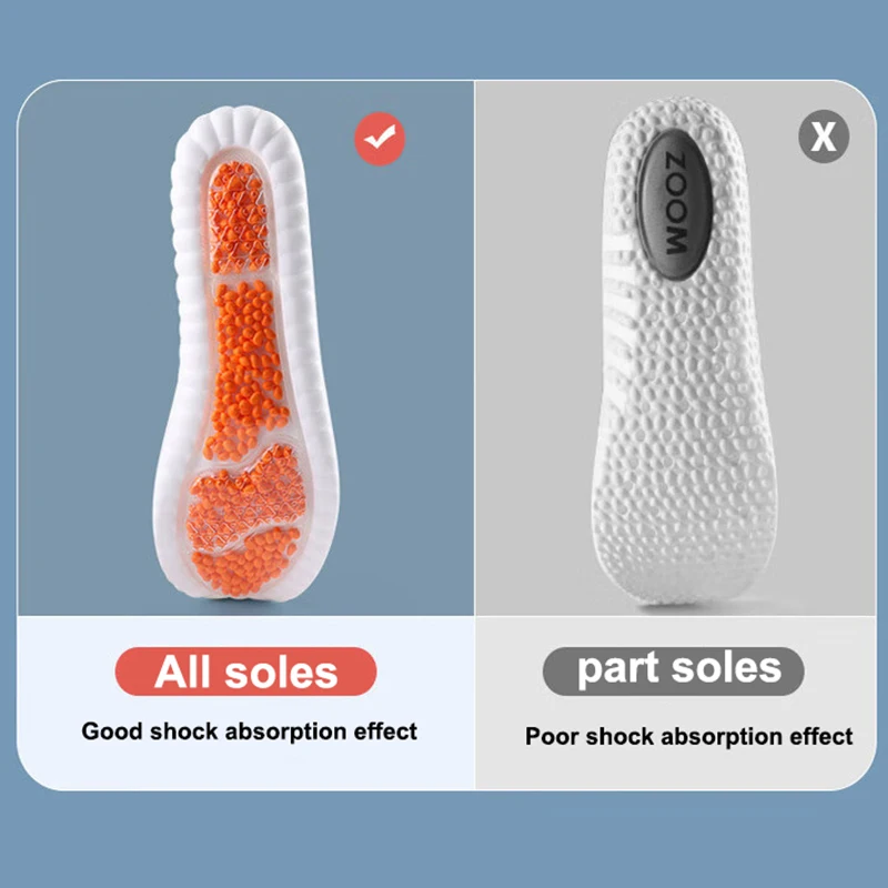 Orthopedic Insoles Shoe Insoles ZOOM Boost Sport Insoles 4D Latex Insoles Super Soft High Elasticity Shoe Pads Anti-pain Deodorant Cushion Arch Support Running