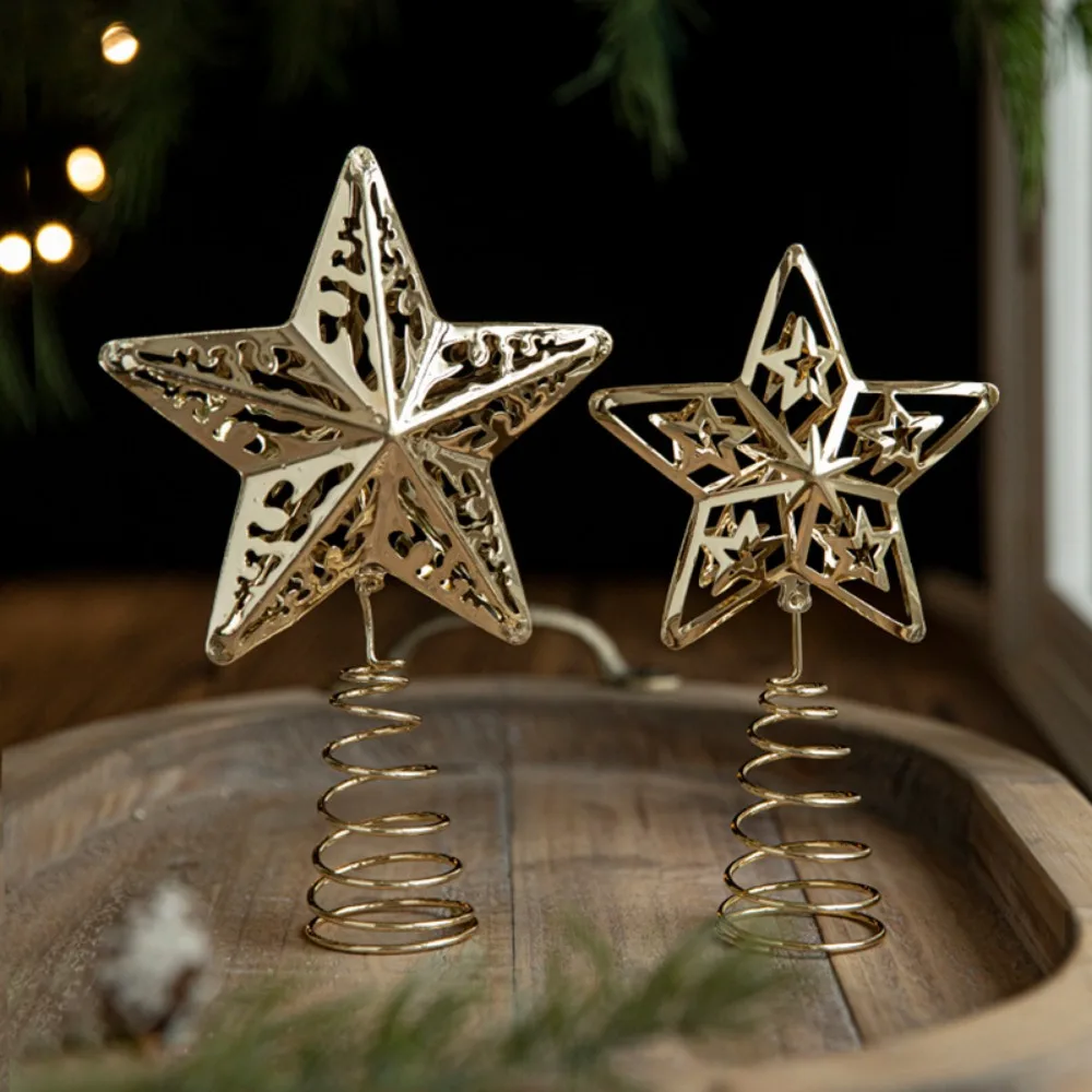 Metal Glittered Gold Star Christmas Tree Topper for Holiday Party Home Decor