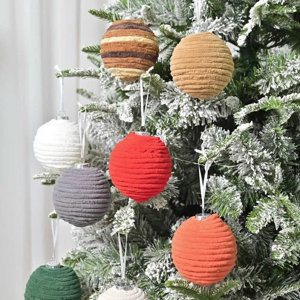 3pcs 7/10cm Christmas Ball Ornaments Flocking Plastic Christmas Tree Hangings Ball Shatterproof Xmas Spheres Pendant Gift