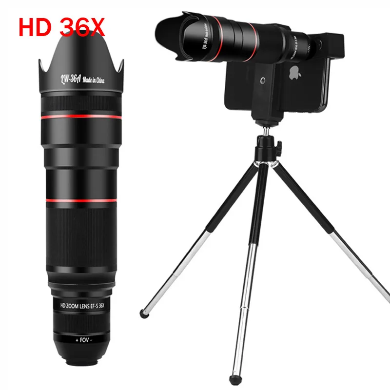 Объектив для телефона HD 36X монокулярный телескоп с зумом камеры штатив селфи всех