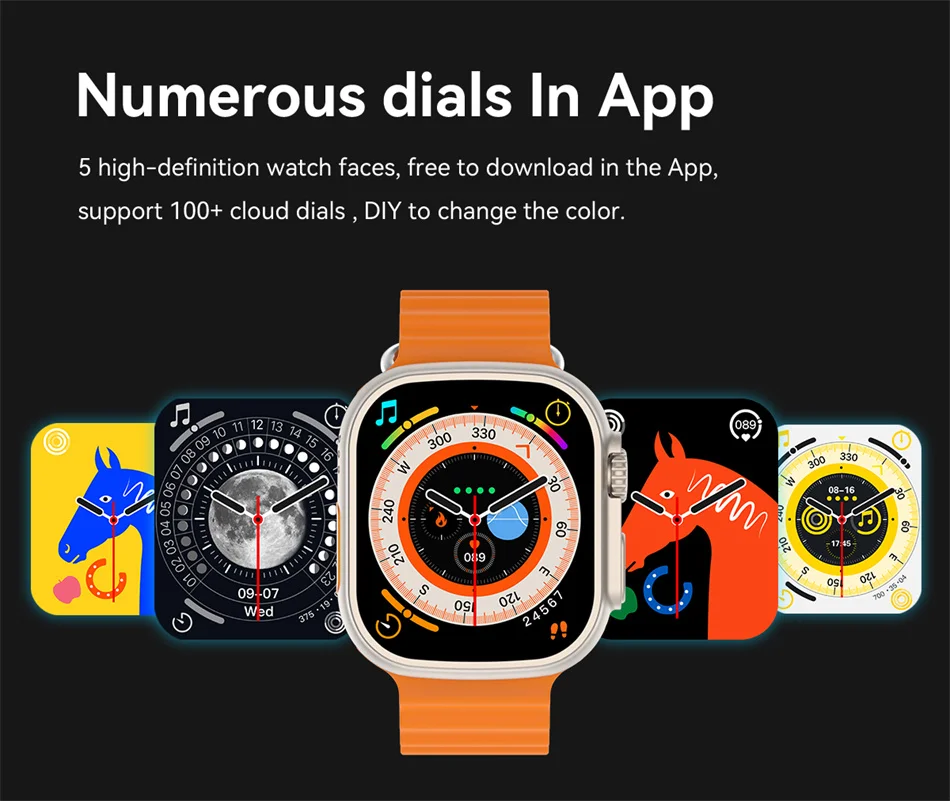 Montre connectée NFC Ultra Series 8 : écran HD de 1,96", appel Bluetooth, suivi d'activité, montre connectée étanche