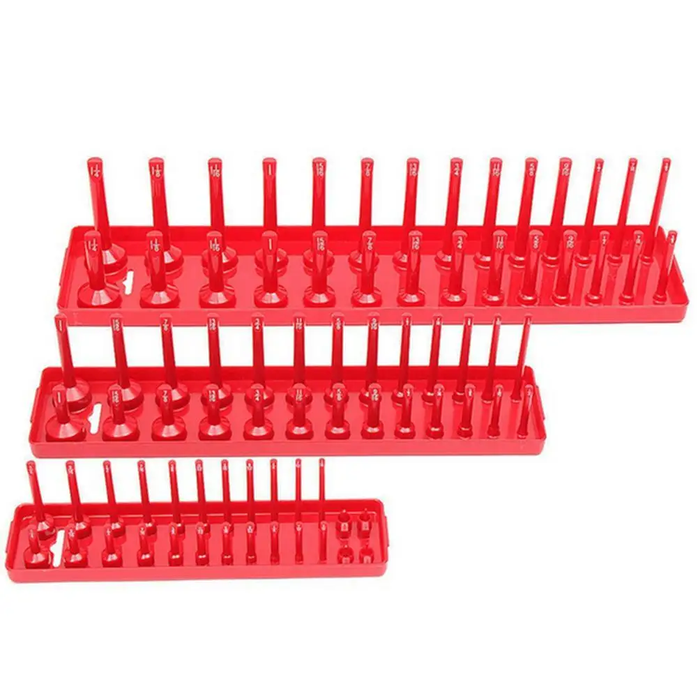 3Pcs Black/Red Socket Organizer Tray For 1/2" 3/8" 1/4" Socket Holder Home Sleeve Storage Rack Garage Tray Tool 2