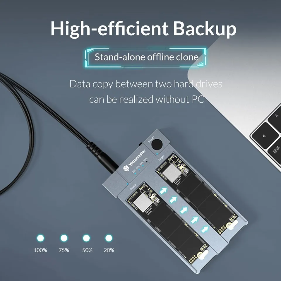 Yottamaster-M.2 nvme ssdデュプリケーター、デュアルベイドッキング