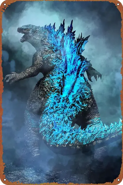 Godzillas Back Movie Poster Tin Sign Cafe bar Home Wall Art Decoration Retro Metal Tin Sign 8x12 inch