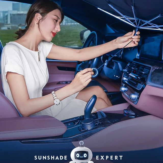 Tragbarer Auto-Sonnenschirm mit Zugring-Regenschirm griff faltbarer Auto- Sonnenschirm für Sommer außenschutz - AliExpress