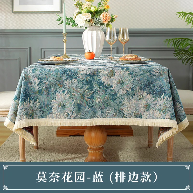 

A-52 new oil painting TV cabinet cover American jacquard cotton and linen tablecloth household rectangular tablecloth wholesale