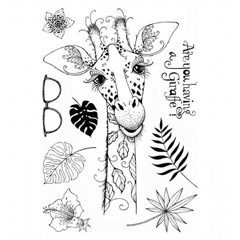 6x8.2inch Giraffe Clear Stamp Animals Transparent Silicone Stamps for DIY Scrapbooking Card Making Decoration Supplies X15 face stamps for scrapbooking