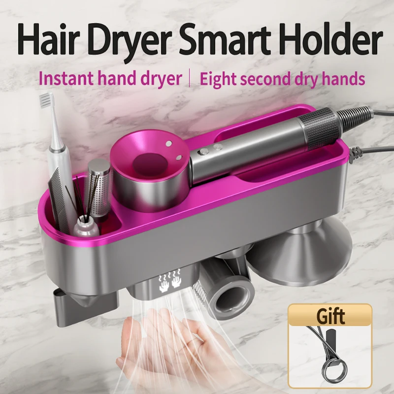 Hair Dryer Holder, Blow Dryer Hanger Wall Mount Compatible for Dyson Supersonic and XIAOMI, H501, Automalic Hand Drying 4