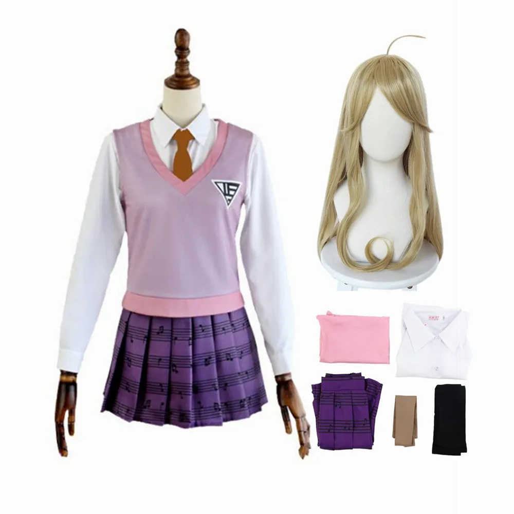 

Game Danganronpa V3 Akamatsu Kaede Cosplay Costume Anime Women JK School Uniform Vetement Manga With Wig