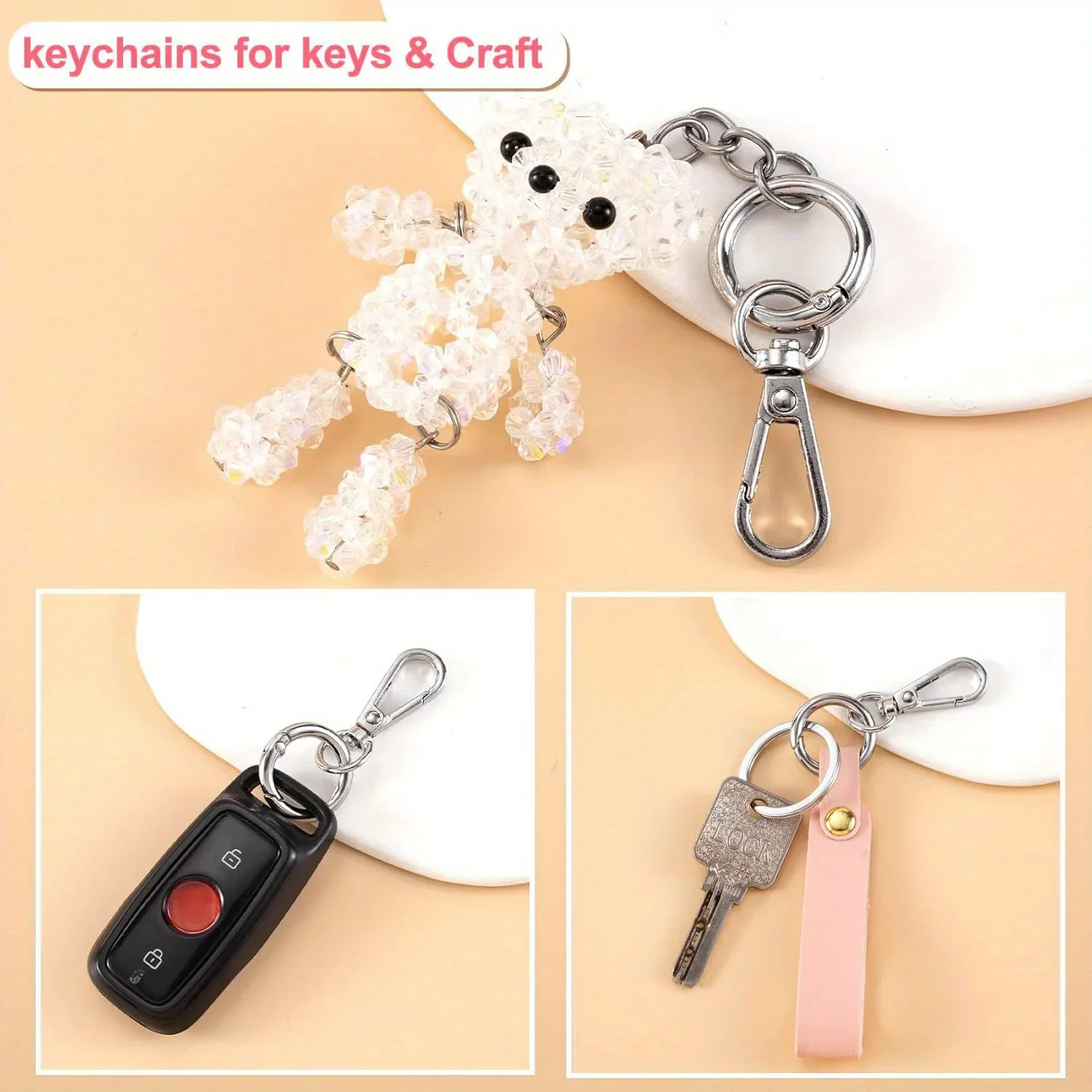 2 pcs Metal Swivel Clasp Clip Double Opening Key Chain Clip With Key Ring For DIY Crafts Lanyard Making