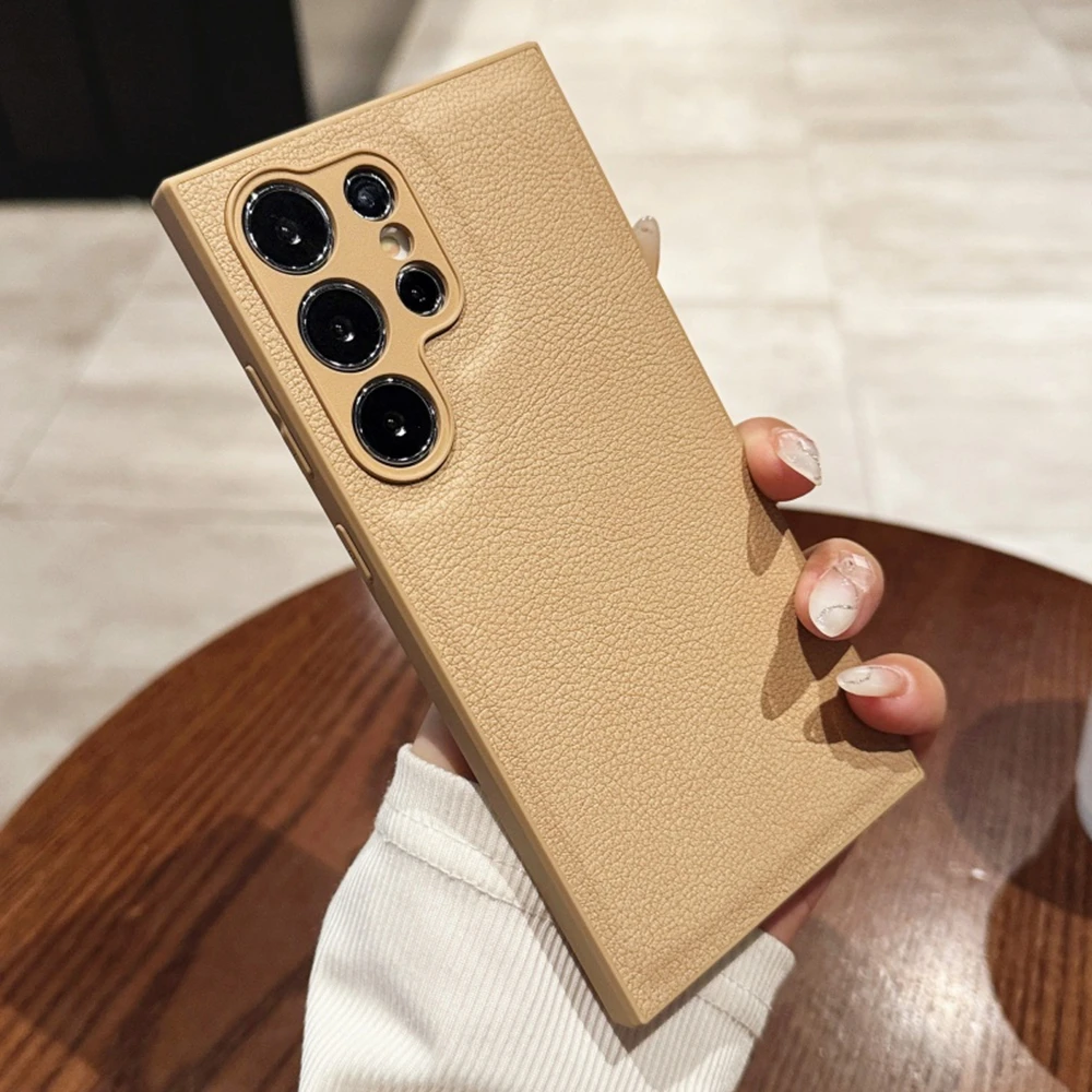 Luxury Leather Texture Matte Phone Case - Solid Color Shockproof Soft Bumper Cover