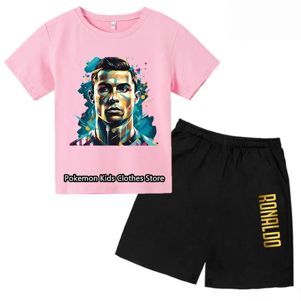 Tshirt Set Kids Summer Children Clothing Baby Boys Girls Clothing Children Sports Short Sleeve Fashion Ronaldo Jersey for Kids 3
