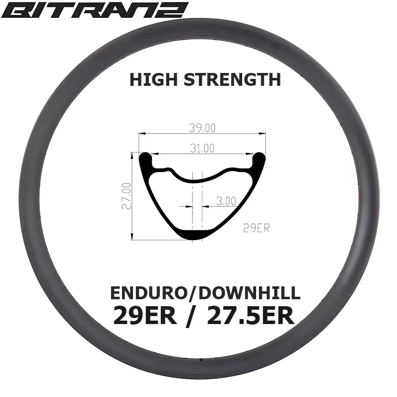 39mm 31mm Breite 29er 27,5er Carbon Tubeless MTB Fahrrad Felgen 27mm Tiefe Hookless Tapeless Mountainbike XC BOOST AM ENDURO DH – Detail 2