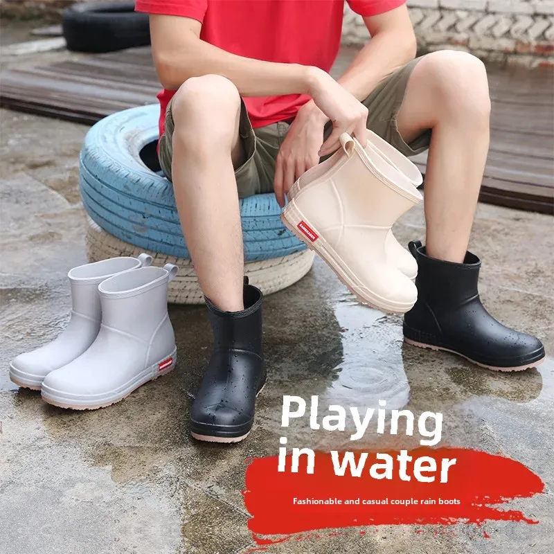 Bottes de pluie homme semelle épaisse mode antidérapantes pêche cuisine extérieur lavage auto EVA