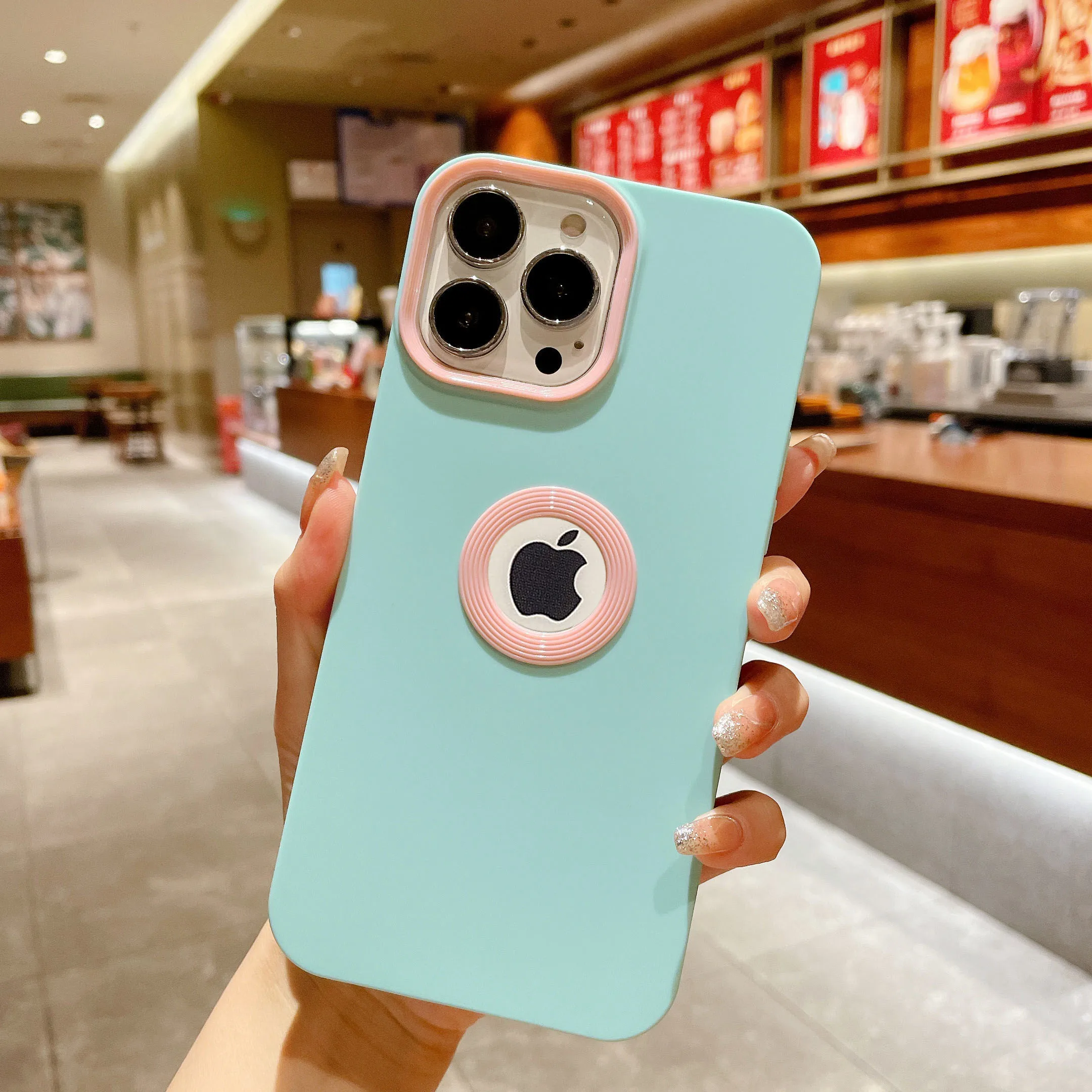 Luxury Liquid Silicone Hollow Logo Hole Case for iPhone 13 12 11 Pro Max X XR XS 7 8 Plus SE2 Matte Soft Shockproof Bumper Cover cute iphone se cases
