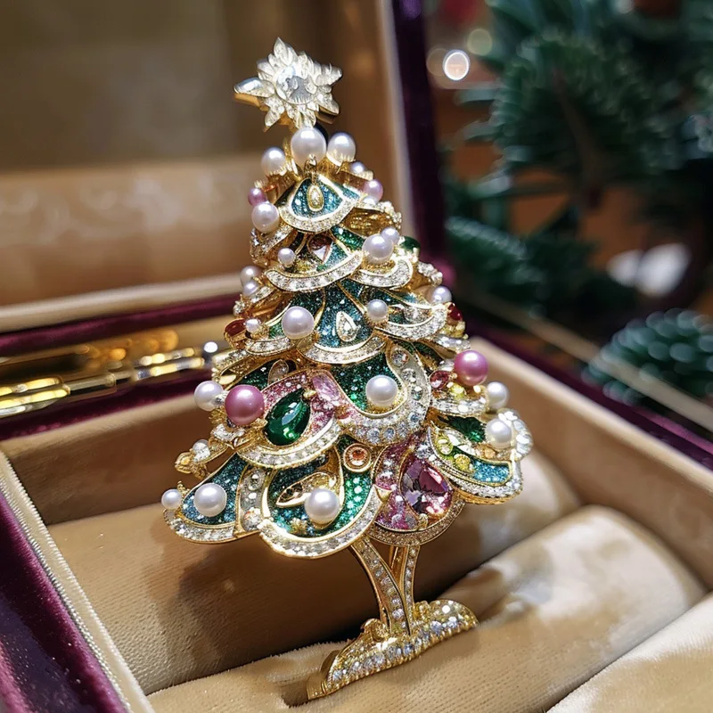 Clearine Spilla Albero Di Natale Con Strass – Cristalli Multicolore, Metallica, Per Donna - 3