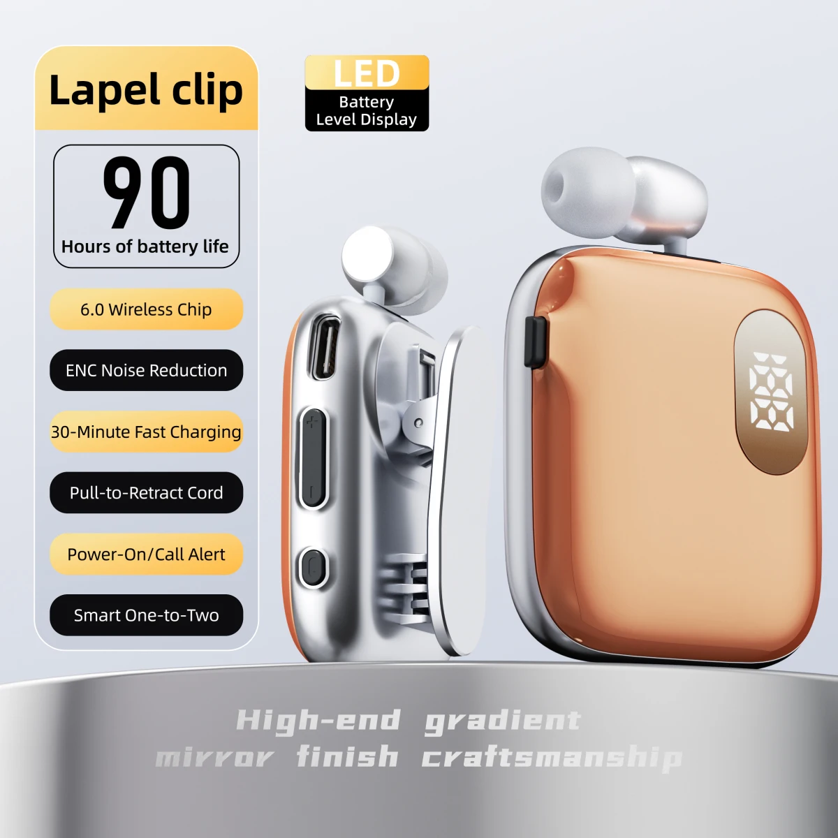 K91 PK F920 R11 Lavalier V6.0 Bluetooth Noise Canceling 90h Playtime Music LED Power Display Retractable Earphone For Meeting_voghion.com