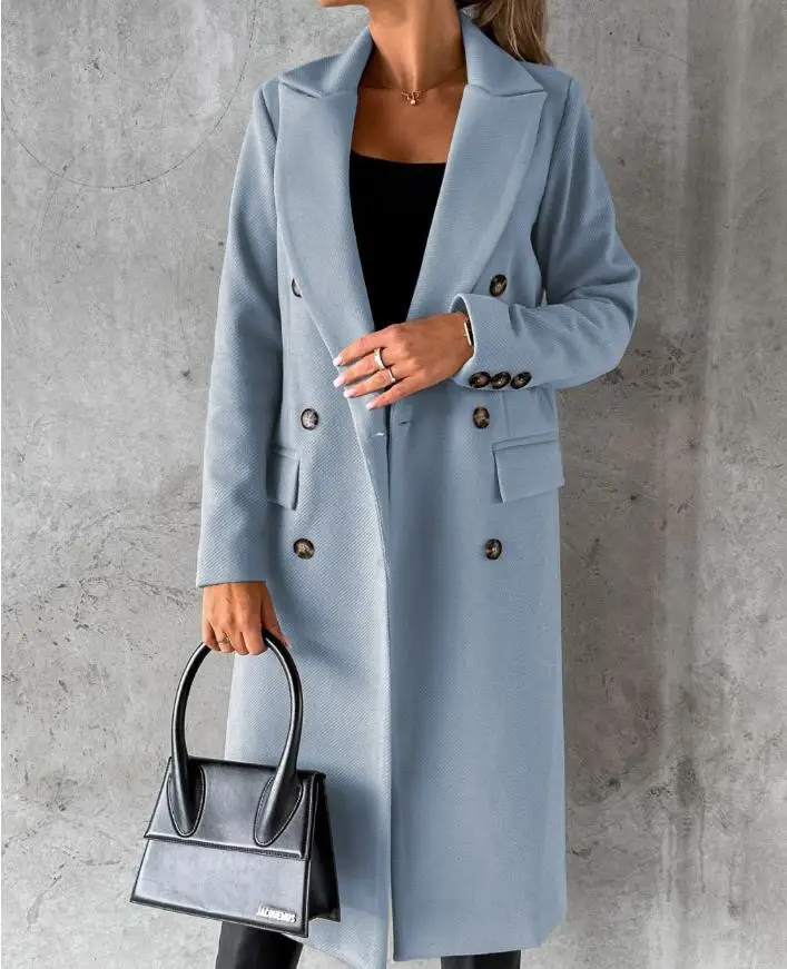 2025 NEUE Herbst Winter Frauen Lose Tren Jacke Top Ele Mode Lange Sve Revers Kragen Tasche Zweireiher Langen Mantel O – Detail 28