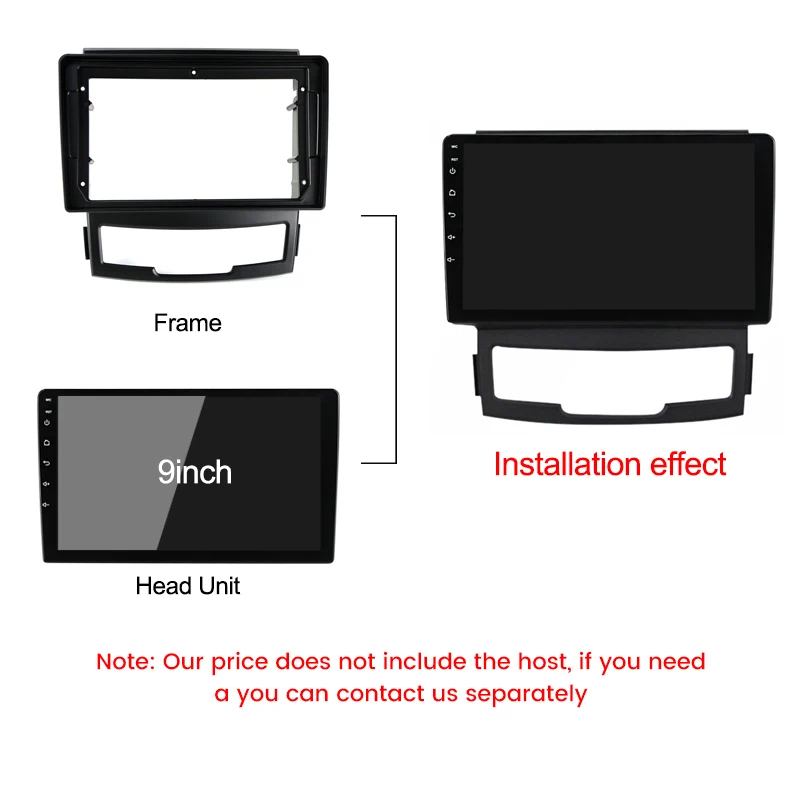 Android Car Radio Fascia Frame Harness Installation Panel For SsangYong Korando 2010-2013 9inch GPS Multimedia 16Pin Power Cable