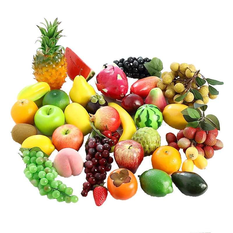 Apple Lemon Peach Strawberry Orange Plastic Artificial Fruit for Home Decor Accessories Photography Props Festive Party Supplies for artificial fruits and vegetables