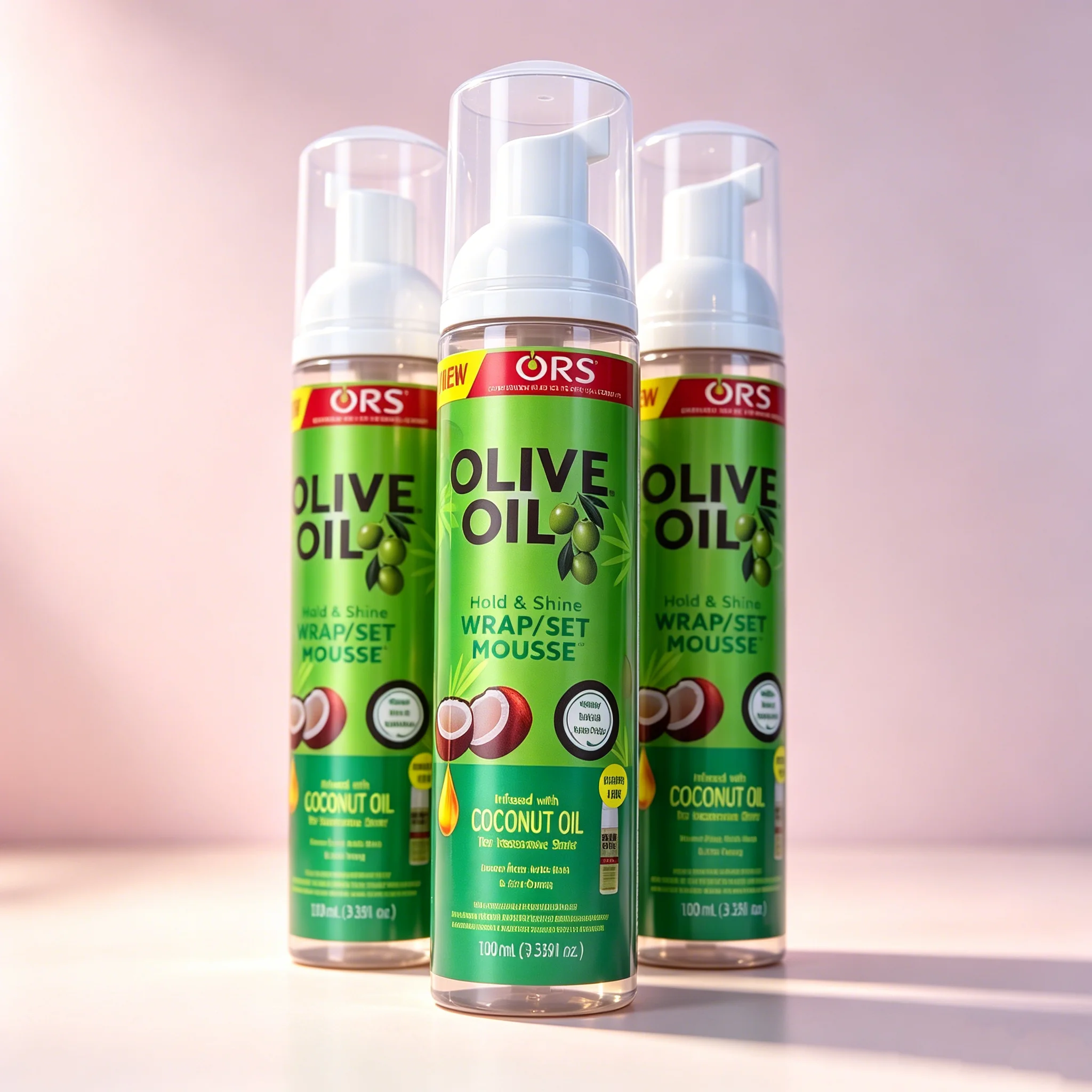 Green Olive Moisturizing Mousse Long-Lasting Anti-Frizz Hair Mousse Strong Hold Hair Setting Lotion for Curly Hair 100ml