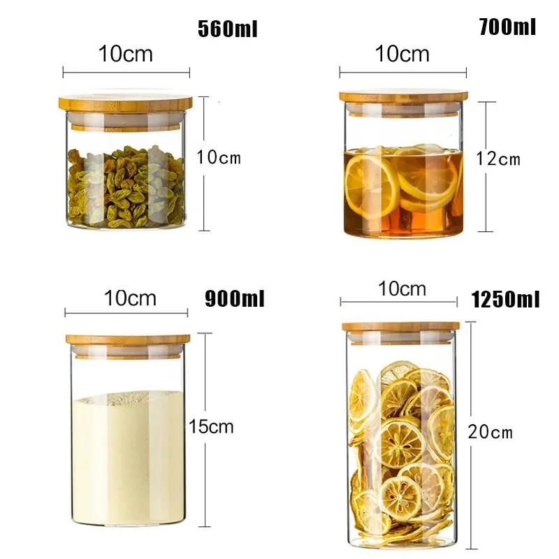 Square Glass Storage Jars with Bamboo Cover, Sealed Glass Bottle, Kitchen  Seasoning Pot, 250ml, 6 Units - AliExpress