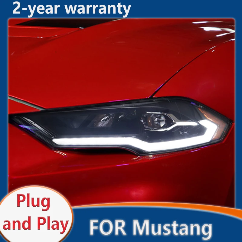 

Для Ford Mustang, передние фары 2018 2019 2020 светодиодный ные фары, светодиодный Ной проектор, автомобильные фары, автозапчасти