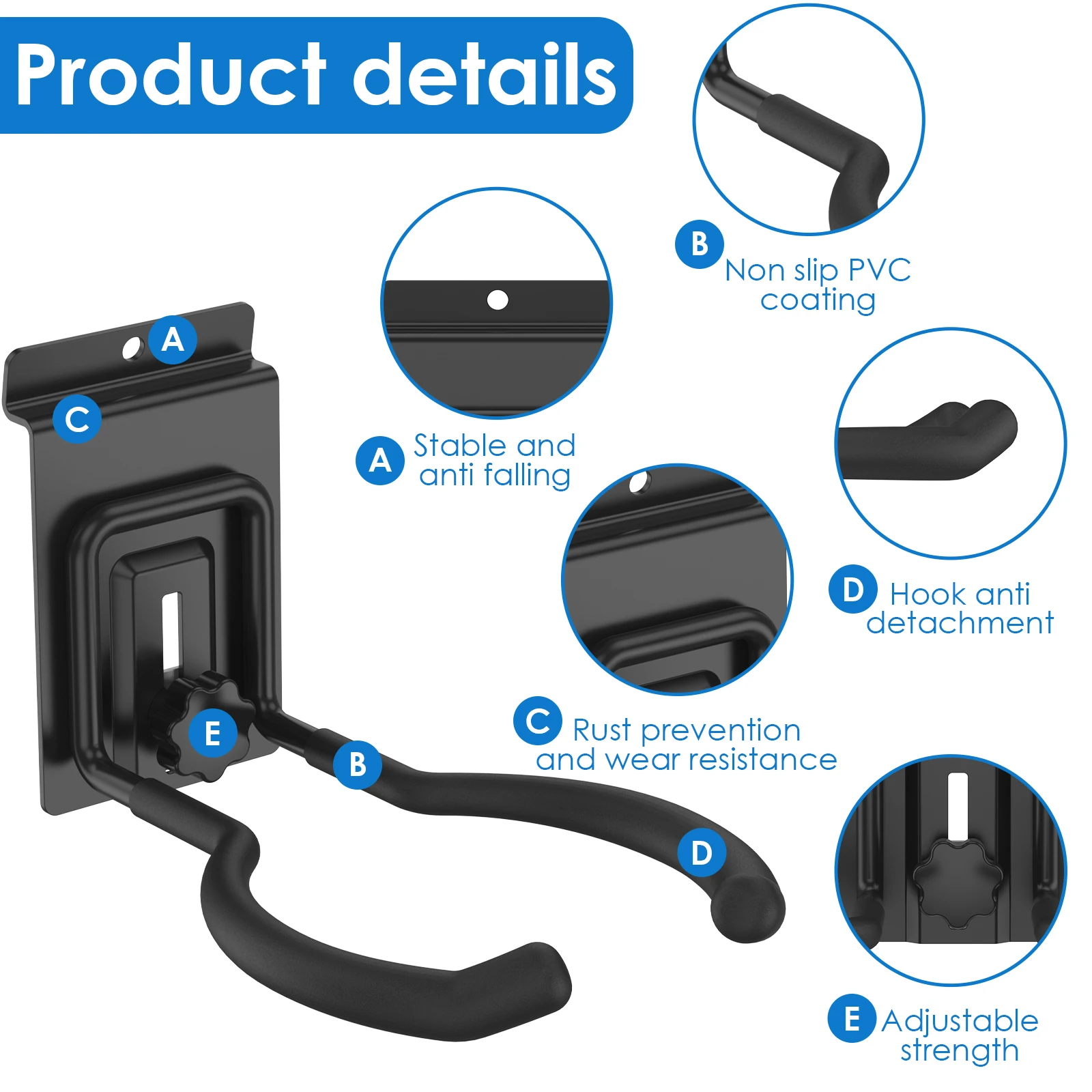 Garage Power Tool Hooks Wall Mounted Adjustable Weed Mower Hanger Heavy Duty Garden Tool Organizer Rack for Trimmer Power Tool 3