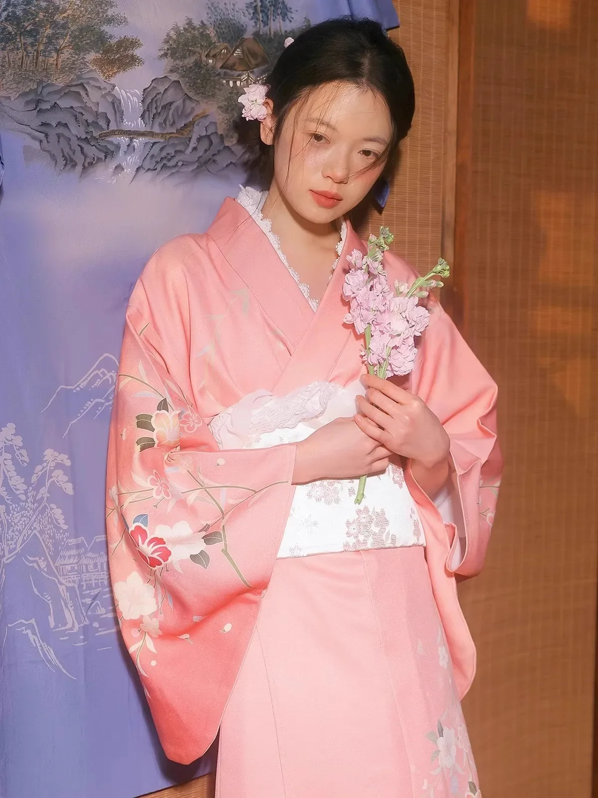 Japan Style Women Traditional Kimono Floral Prints Formal Yukata Robe Travelling Photography Dress Cosplay Costume - Image 3