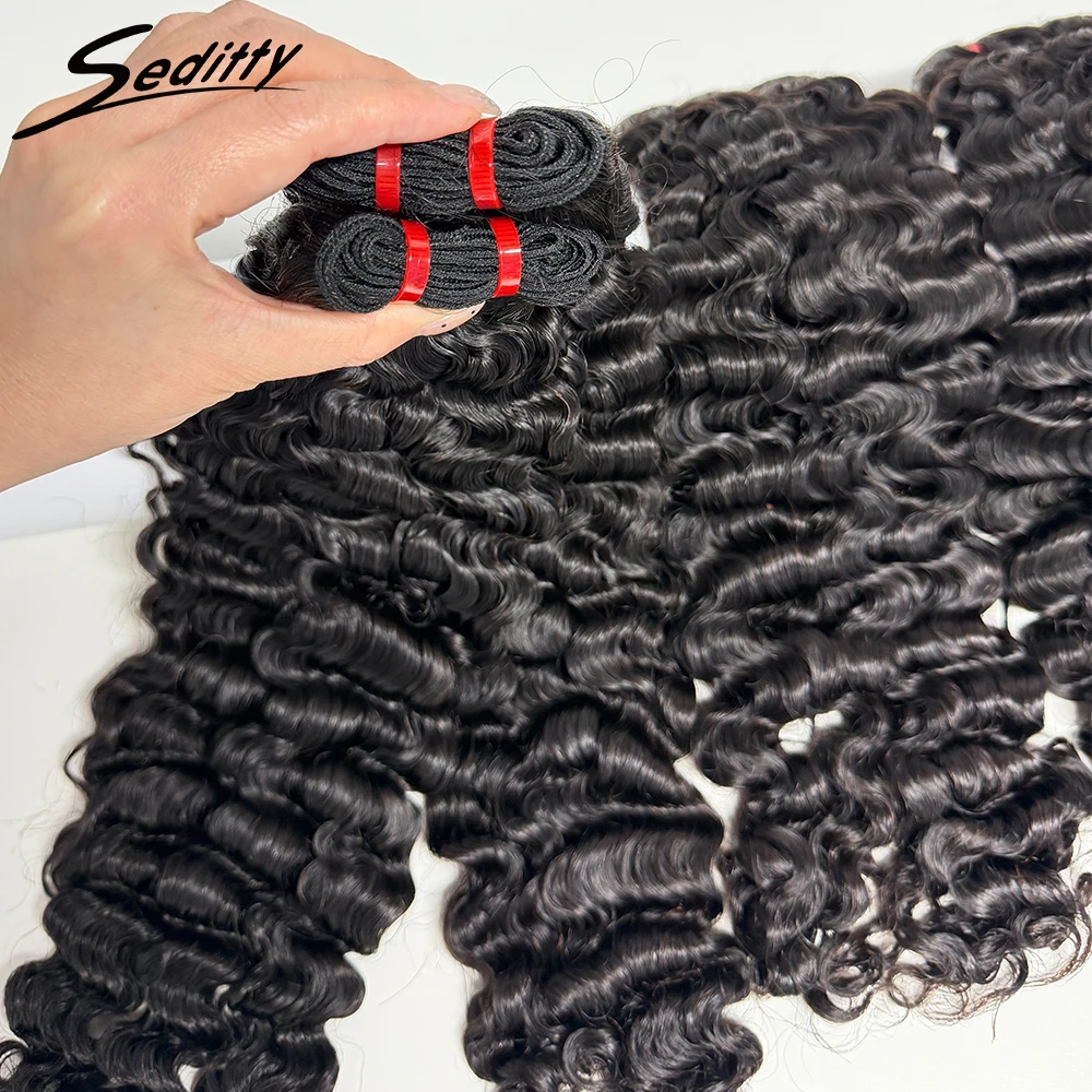 Extensioni di Capelli Ricci Ondulati Birmani 100% Umani, Fasci di Capelli per Tessitura, 100g/Fascio, Doppia Trama, 10-26 Pollici - immagine 2