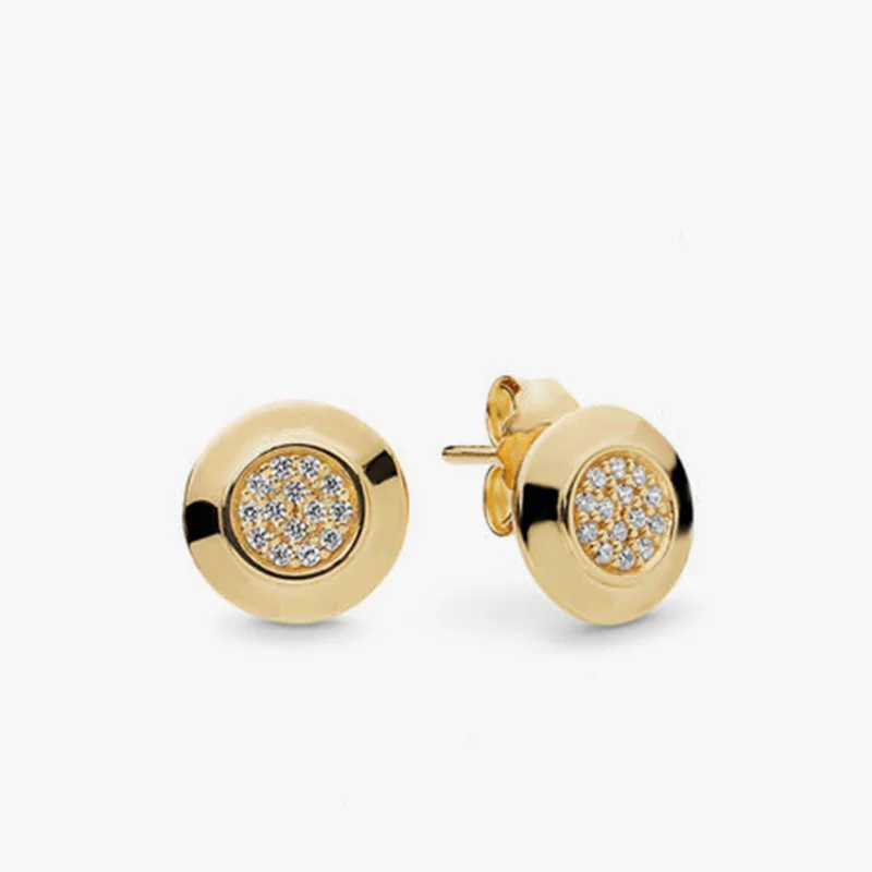 2022 Authentic 925 Sterling Silver Earring Sparkling Star Blue Gem Golden Heart Halo Stud Earrings Women Jewelry BirthdayGift 