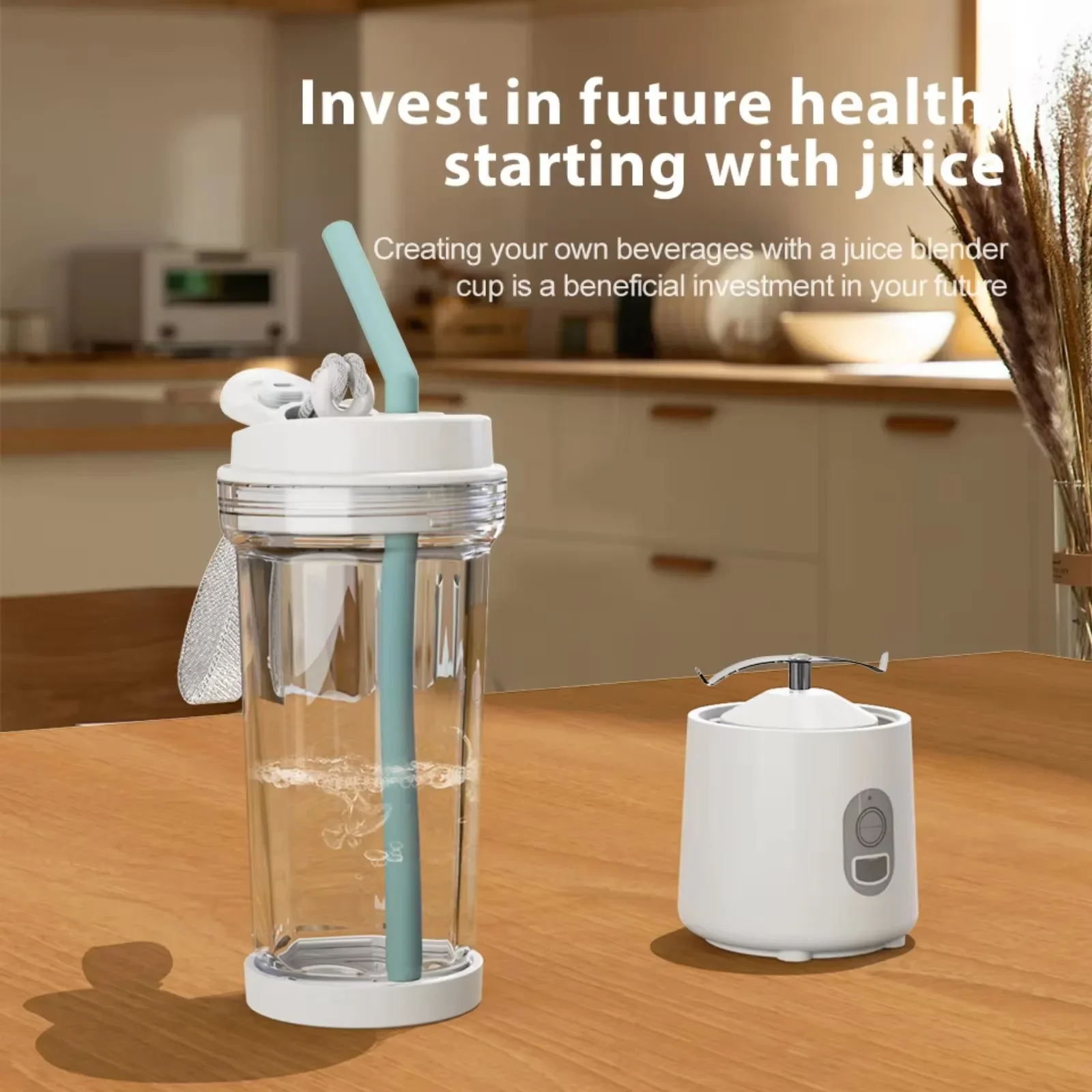 Portable Blender Electric Juicer Fruit Mixer for Kitchen Shakes Smoothies Rechargeable Juice Bottle with 500ml Cup 4000mAh 180W 3