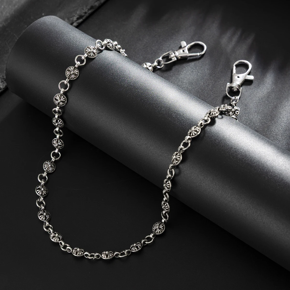 Salircon Punk Kreisförmige Blumenhose Hipster Hose Jean Schlüsselanhänger Ring Clip für Männer Quaste Tasche Handtasche Kette Frauen Schmuck Geschenk – Detail 6