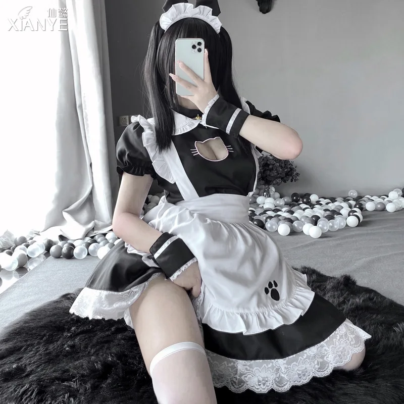 

Anime Cute Cat Girl Maid Dress Japanese Lolita Uniform Dress Women Cosplay Kawaii Sexy Loli Fresh Sweet Maid Suit