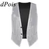Mens Sparkling Sequins Vests Fashion Mans Sleeveless Waistcoat for Jazz Hip-hop Rave Dance Party Clubwear Performance Costume 1