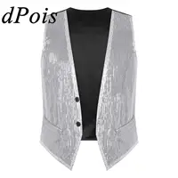 Mens Sparkling Sequins Vests Fashion Mans Sleeveless Waistcoat for Jazz Hip-hop Rave Dance Party Clubwear Performance Costume 1
