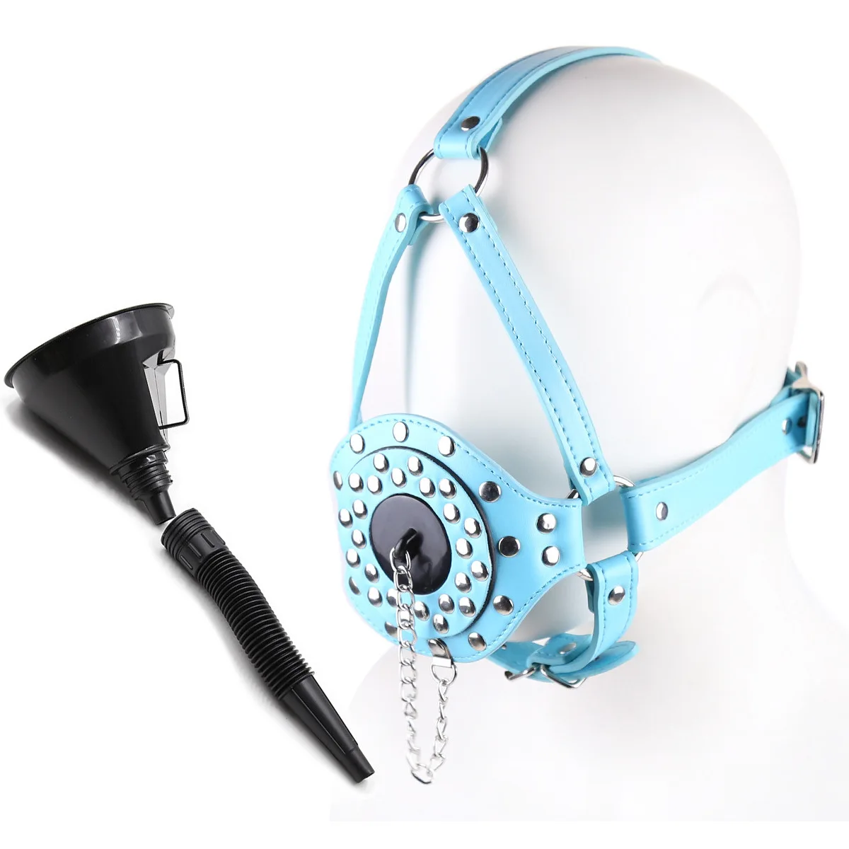 Mouth Plug Gag with Funnel Adjustable PU Leather Harness BDSM ...