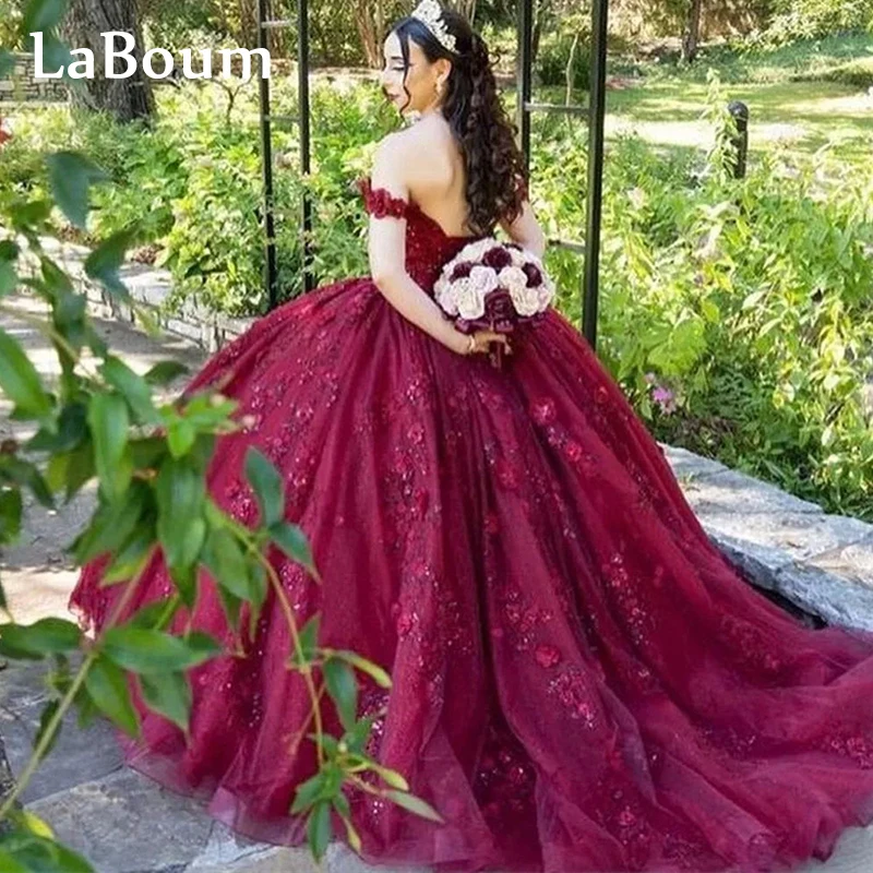 

Laboum Sweetheart Quinceanera Dresses Sweet 16 Evening Gowns Off Shoulder Appliqué Lace Flowers Vestidos De 15 Anos Ball Gown