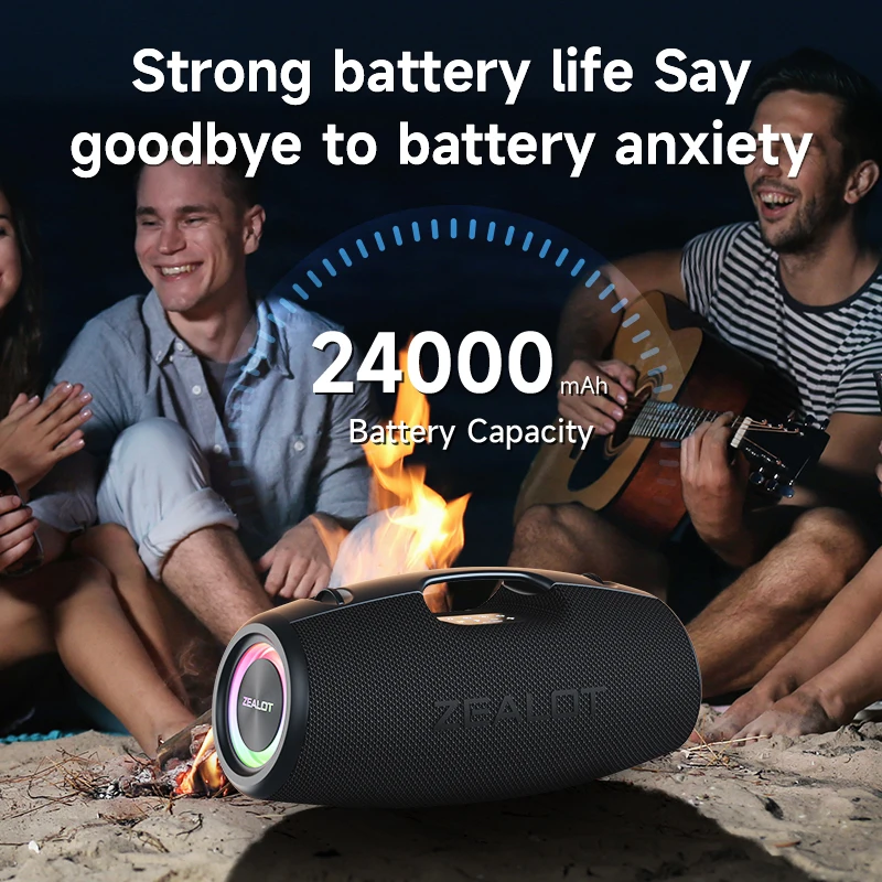 ZEALOT S78 120W High power bluetooth speaker portable RGB colorful light waterproof wireless subwoofer 360 stereo surround TWS 5