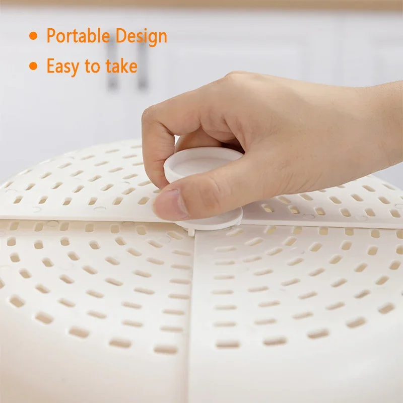 Kitchen Foldable Microwave Food Cover Plastic Anti-mosquito Breathable Safe Vent Reusable Leftovers Dust Food Cover