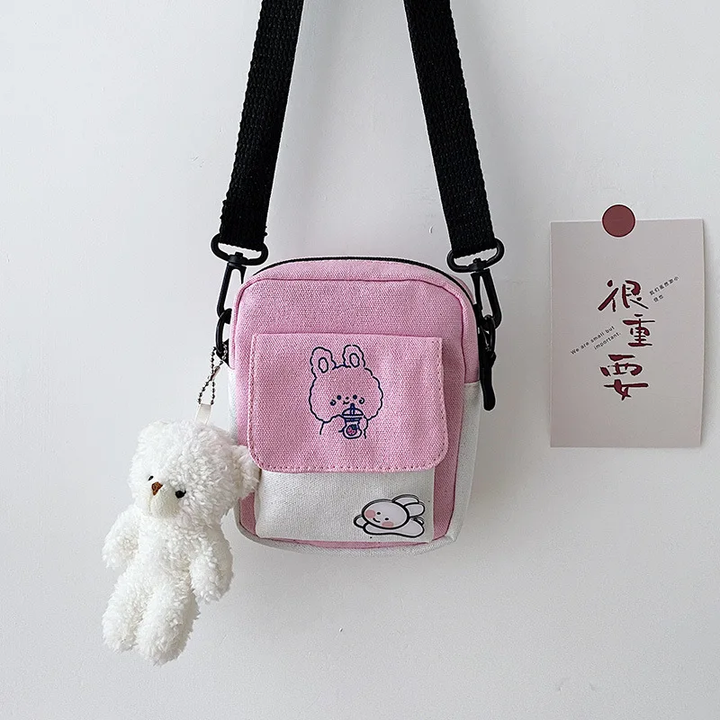 

Canvas Shoulder Women's Bag Small Korean Fashion Messenger Crossbody Bag for Girl Students Cotton Cloth Female Handbags Bolsas