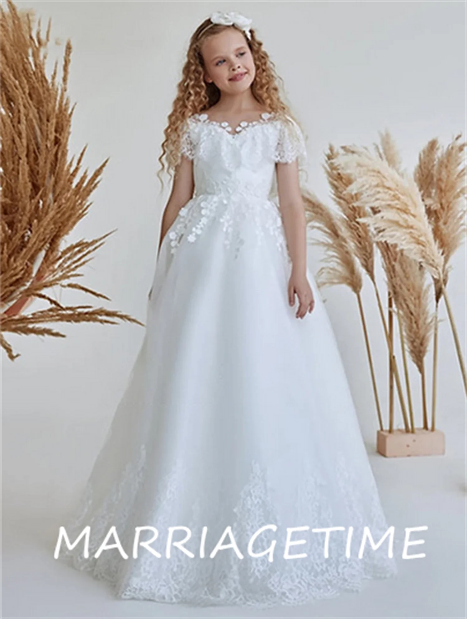 

Puffy Princess Dresses Tulle Lace First Communion Dresses Flower Girl Dress Child Wedding Party Dress Kid Birthday Dress