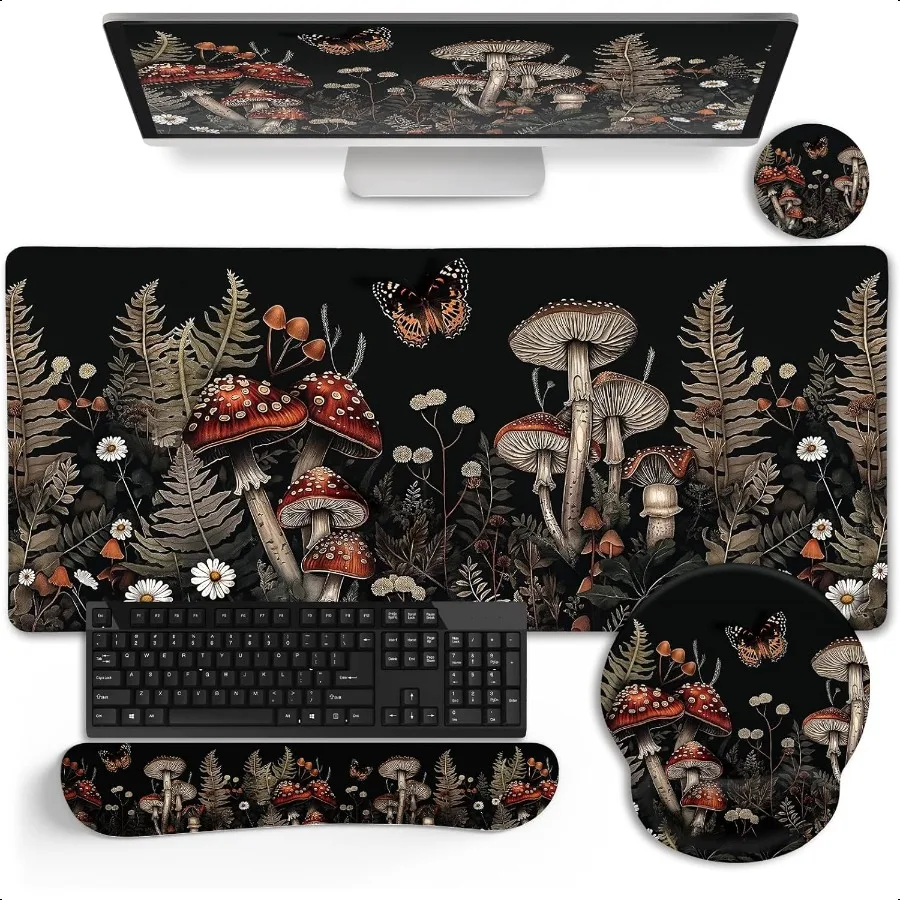 Large Ergonomic Mushroom Mouse Pad Set