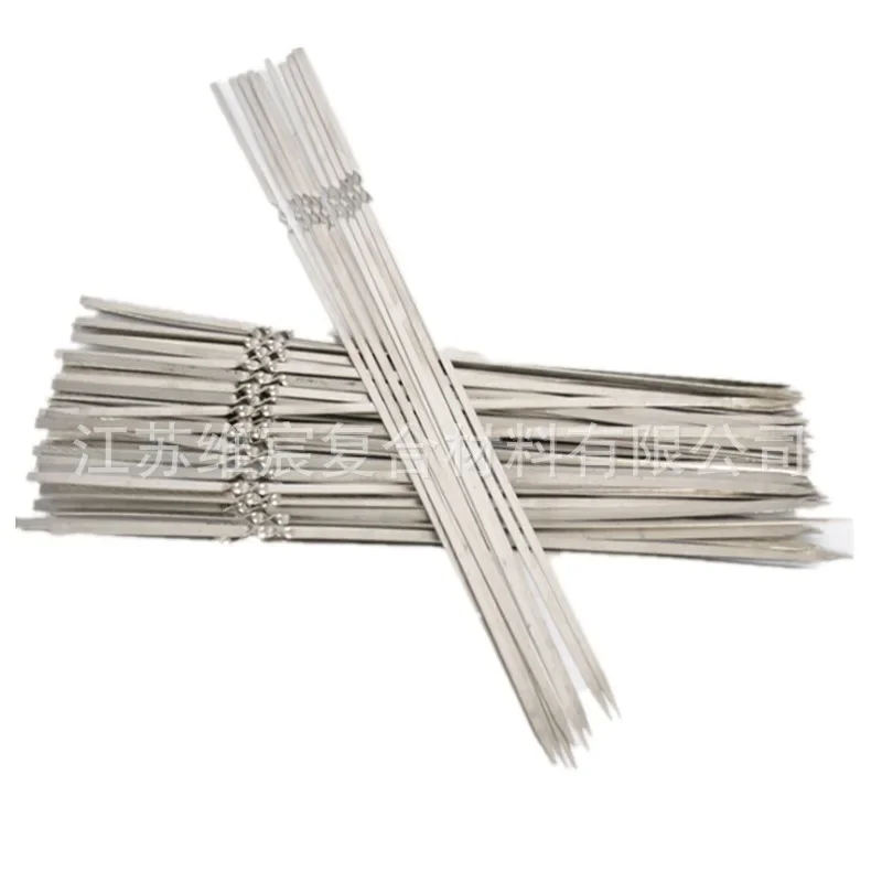 6pcs Stainless Steel Barbecue Skewer 6Pcs Wide BBQ Sticks Flat BBQ Fork Outdoor Camping Picnic Utensil Kitchen Accessories