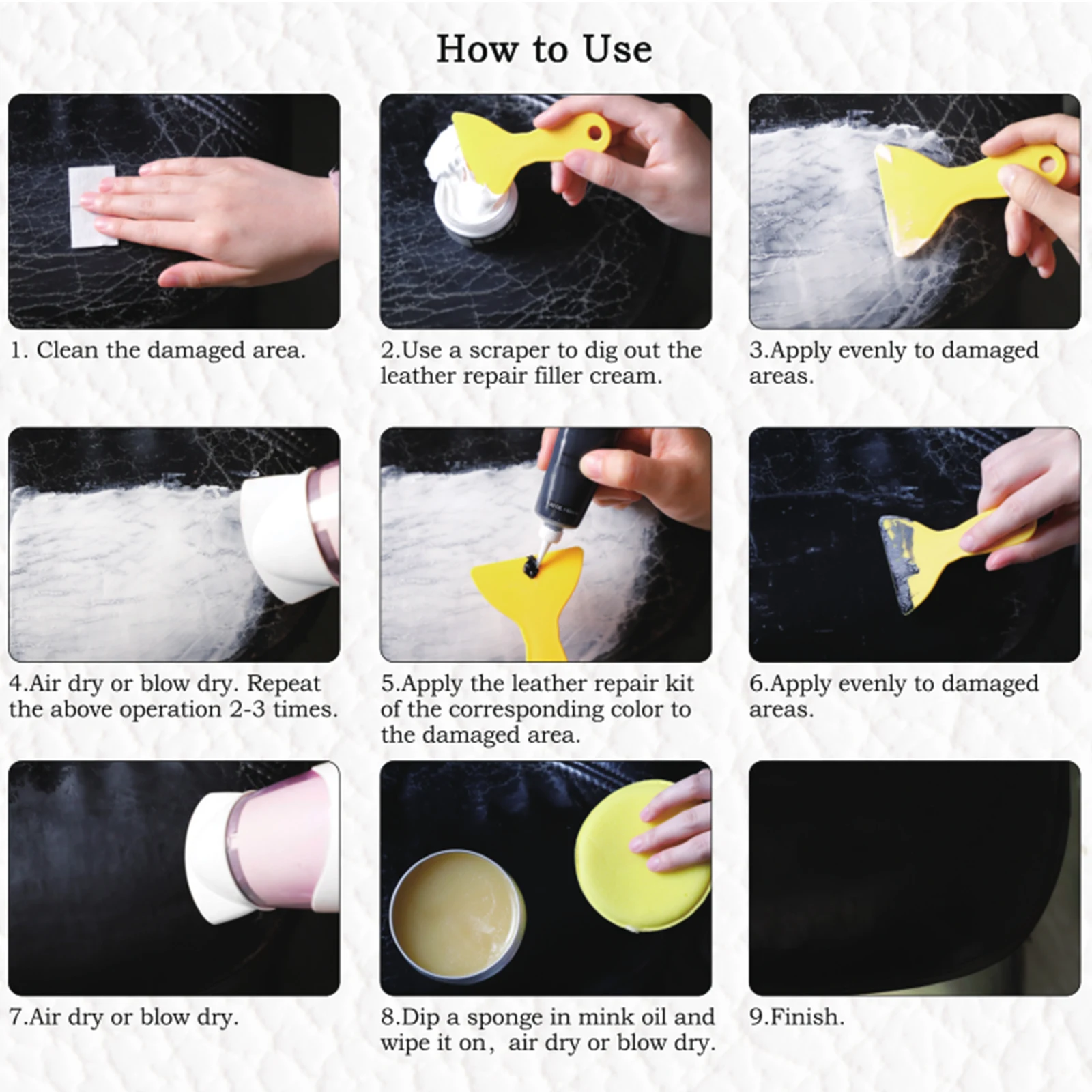 Leather Recoloring Balm Repair Kit Liquid Skin Repair Tool for Auto Seat Holes Scratch Cracks rips restoration for shoes leather repair gel