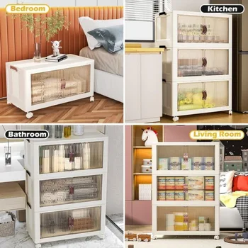 Clear Storage Bins with Lids Stackable Storage Bins, Acrylic Organizers , Plastic Multifunctional Folding Storage 6